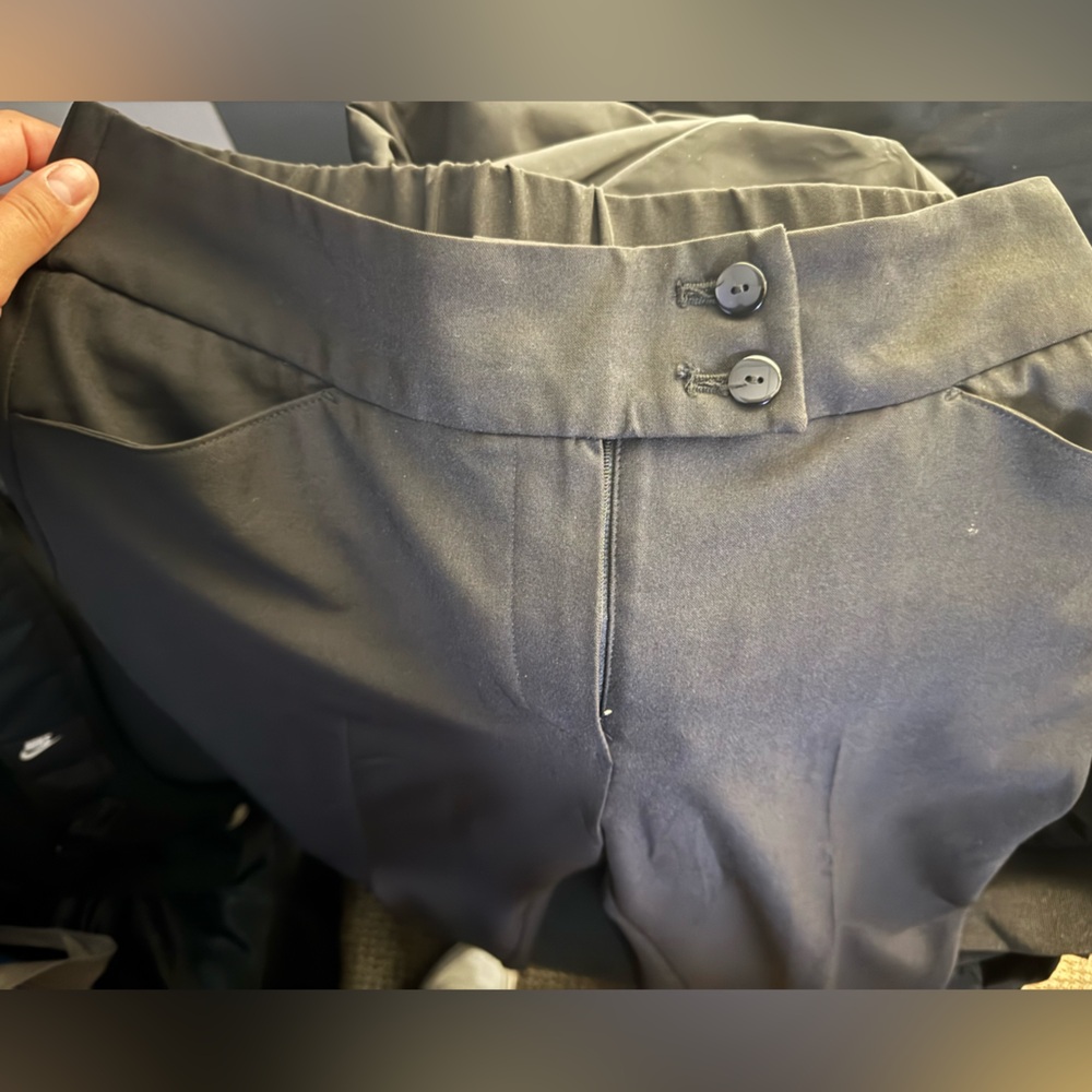Chic Black Satin Trousers with Button Accents